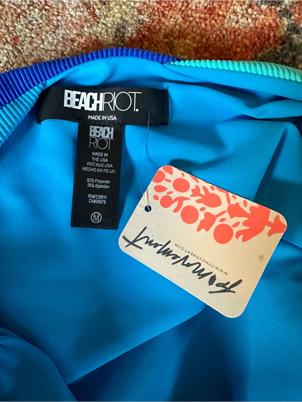 Beach Riot Blue, Teal & Aqua Colorblock One-Piece Swimsuit - Picture 4 of 6